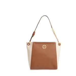 Tory Burch Everly Leather & Straw Hobo